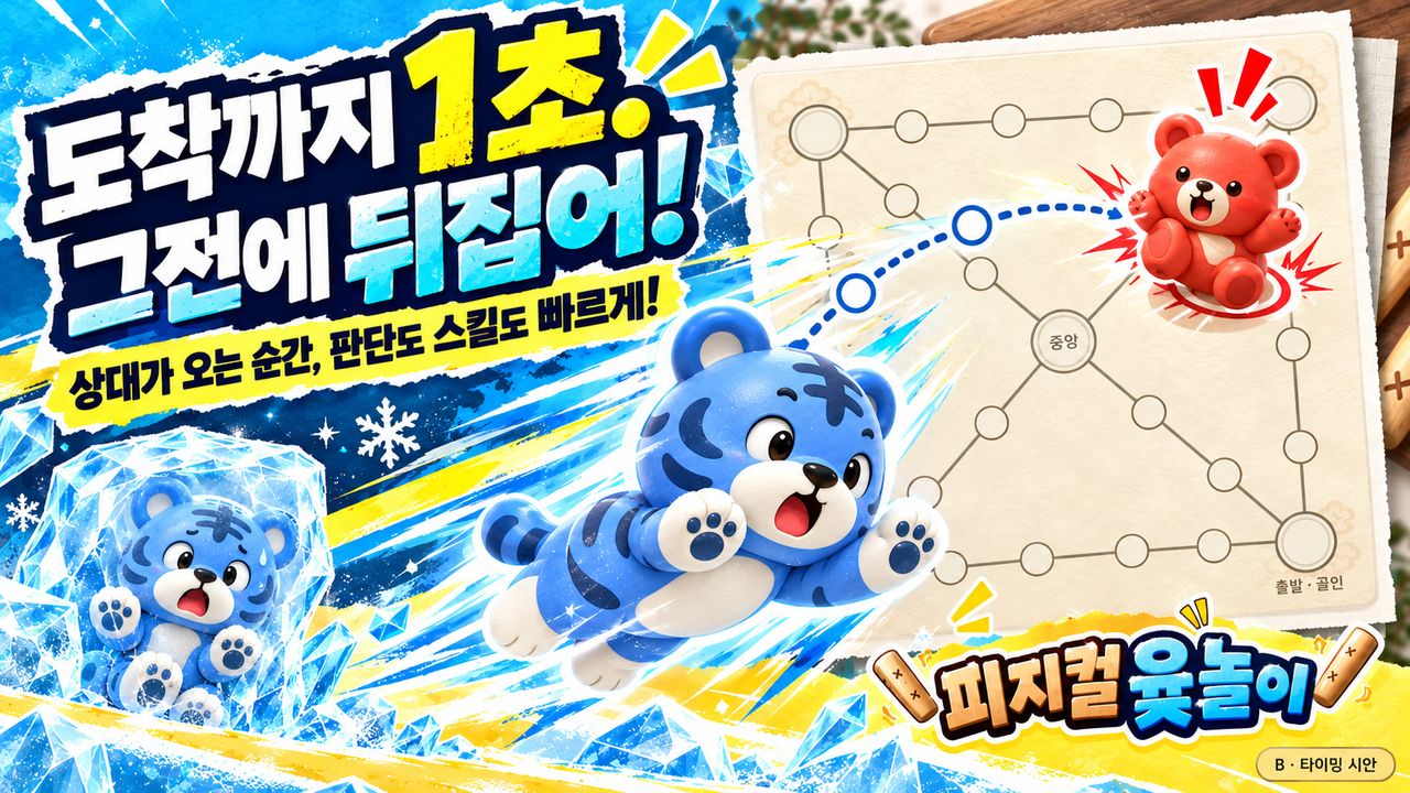 홍보 그림 — 도착까지 1초. 그전에 뒤집어! 상대가 오는 순간, 판단도 스킬도 빠르게